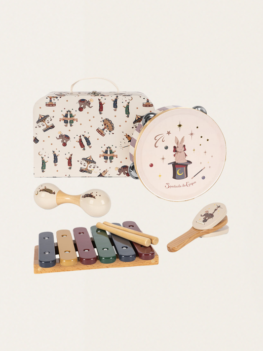 Zestaw drewnianych instrumentów w walizce Circus