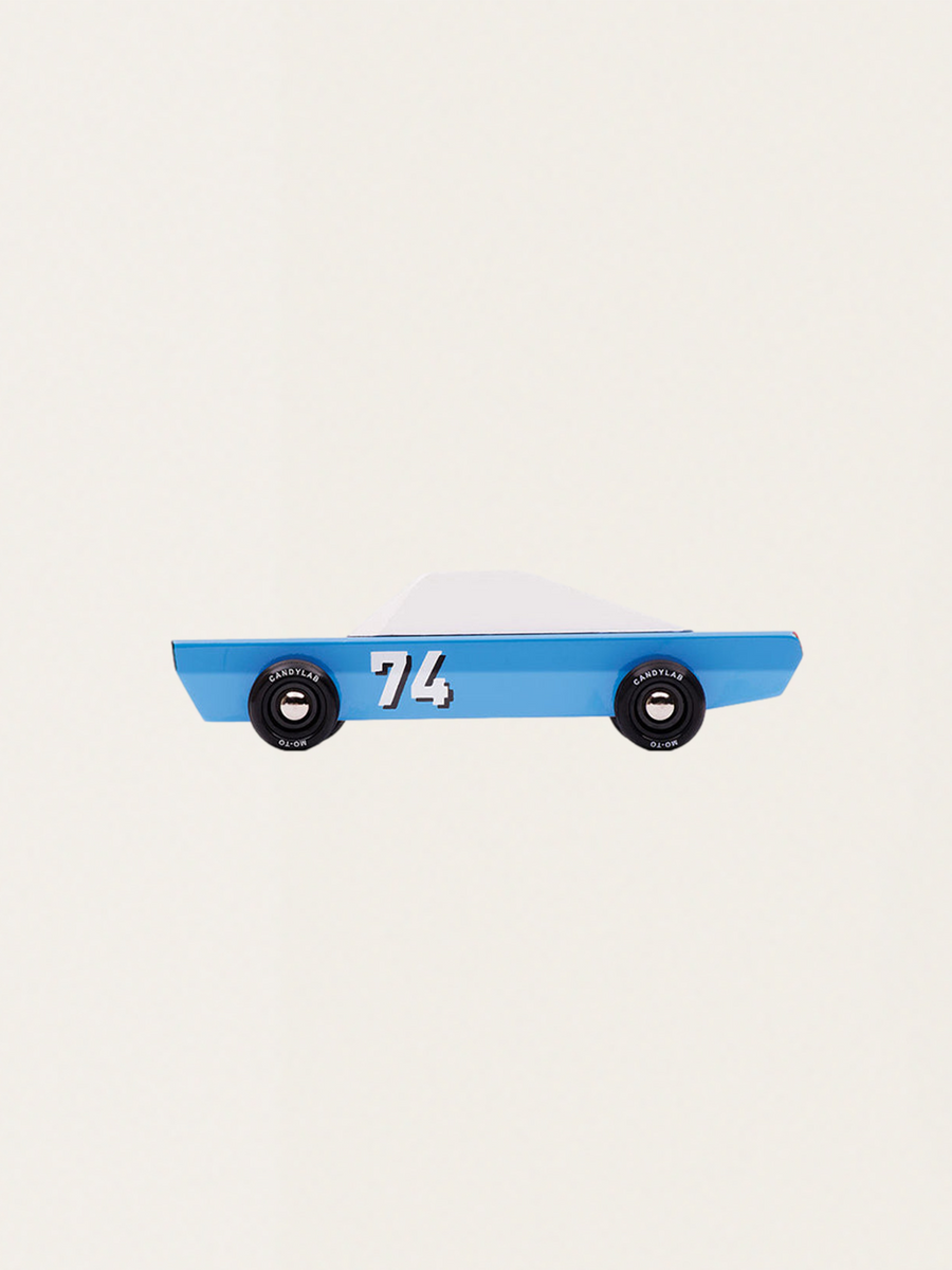 Drewniane autko w stylu amerykańskim Blue74 Racer