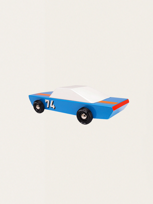 Drewniane autko w stylu amerykańskim Blue74 Racer