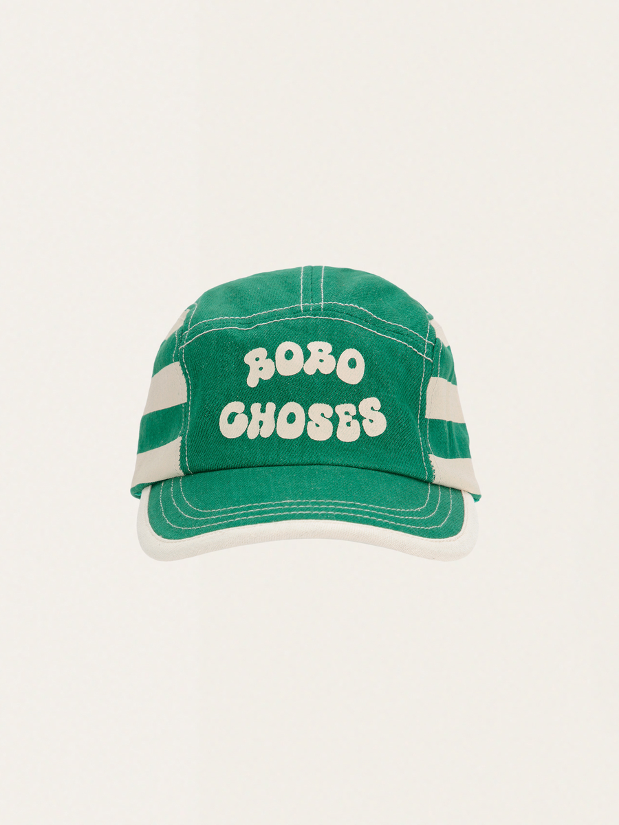 Bawełniana czapka z daszkiem Kids Bobo Choses Green Stripes
