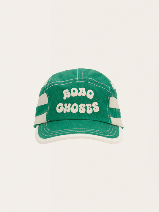 Bawełniana czapka z daszkiem Kids Bobo Choses Green Stripes
