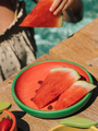 Drewniany talerz z łyżeczką Watermelon