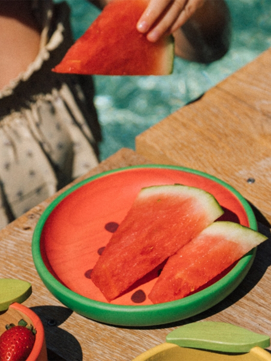 Drewniany talerz z łyżeczką Watermelon