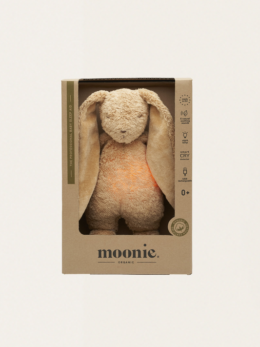 Szumiący króliczek Moonie Organic 2.0 z lampką nocną