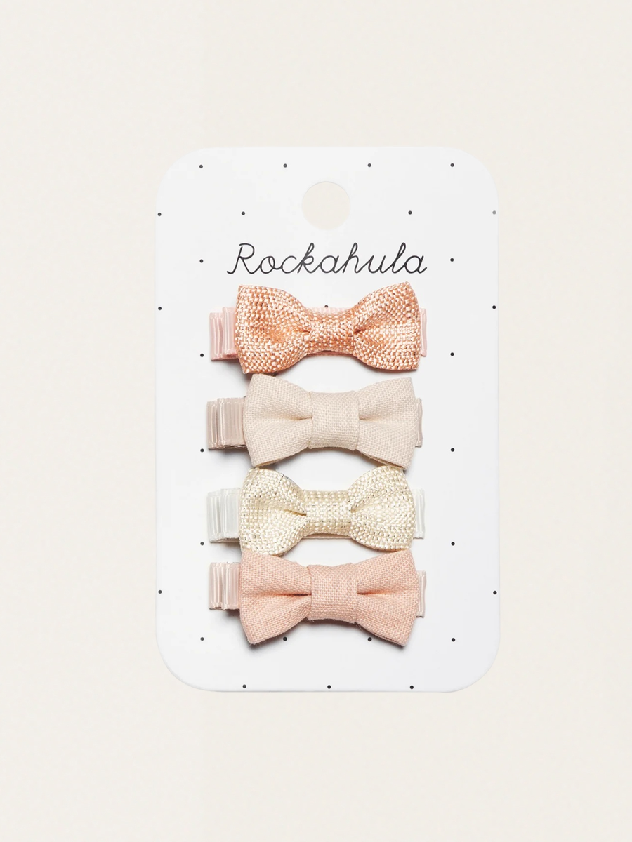 Spinki do włosów 4 szt. Flora Linen Mini Bow Clips