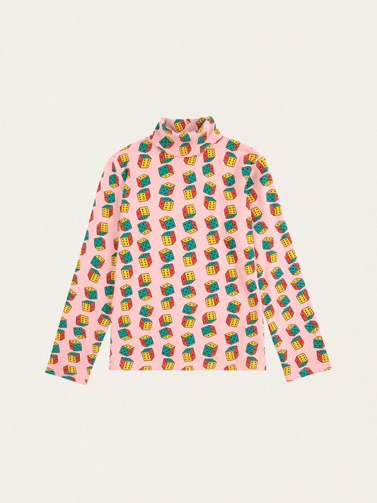Bawełniany long sleeve turtle neck Dices all over