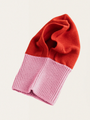 Bezszwowa kominiarka z włoskiej wełny merino Cotton candy / Red