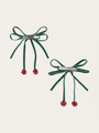 Koralikowe spinki do włosów Cherry Bow Clips Smoke Pine
