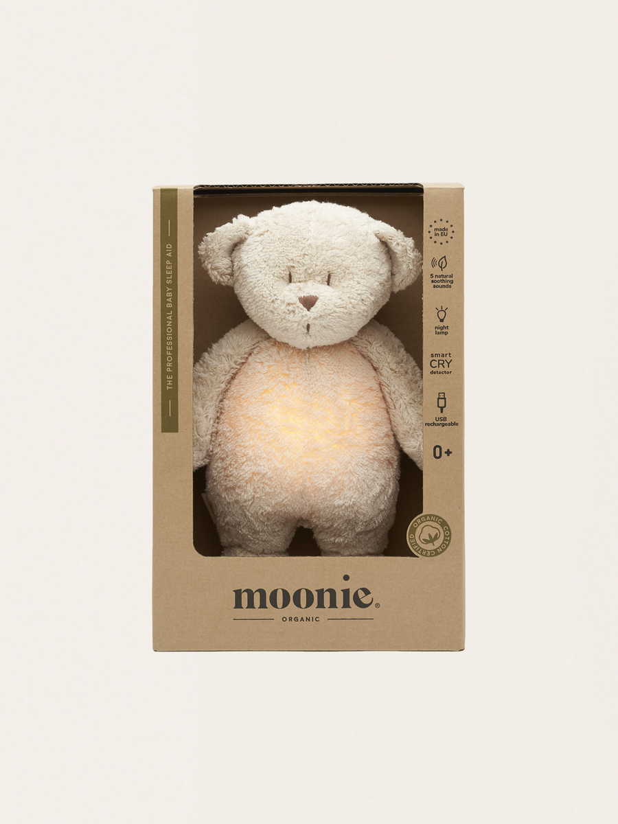 Szumiący miś Moonie Organic 2.0 z lampką nocną