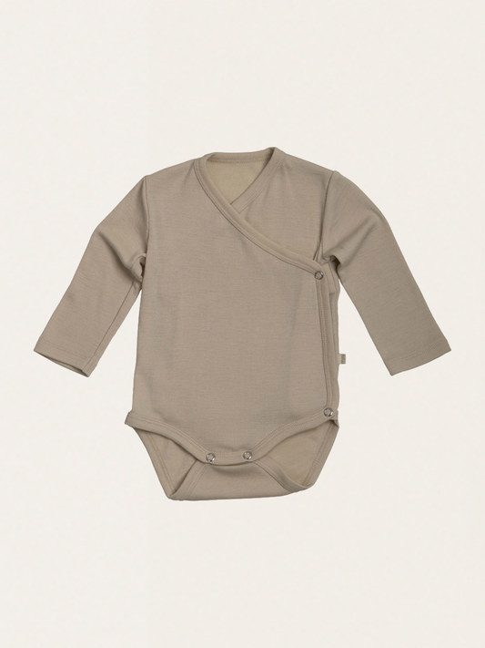 Ciepłe kopertowe body z mieszanki wełny i jedwabiu Natural