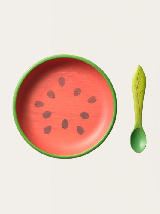 Drewniany talerz z łyżeczką Watermelon