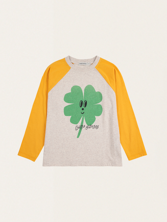 Bawełniany long sleeve z raglanowym rękawem Lucky Clover