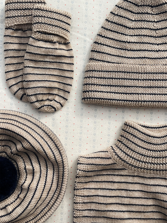 Wełniane rękawiczki mitenki Louli STRIPE BLUIE