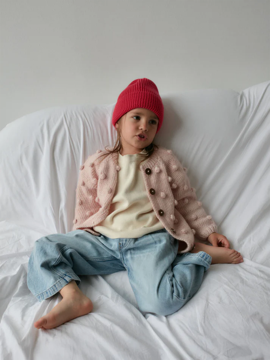 Puchaty Cardigan Popcorn Soft Pink