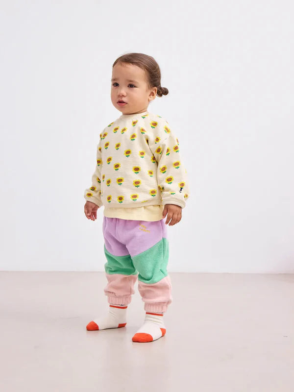 Bawełniane spodnie joggersy Baby Color Block Lila