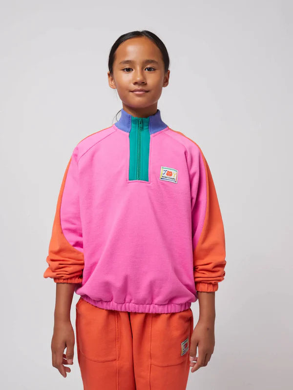 Bawełniana bluza z suwakiem Kids Smiling Color Block