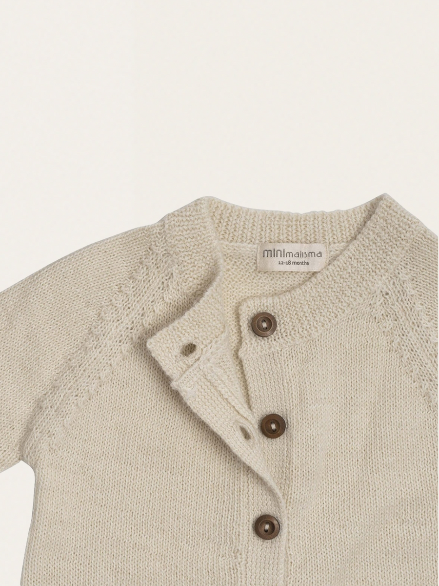 Dziergany cardigan z wełny baby alpaca Cream