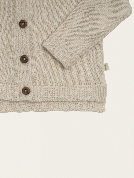 Dziergany cardigan z wełny baby alpaca Cream