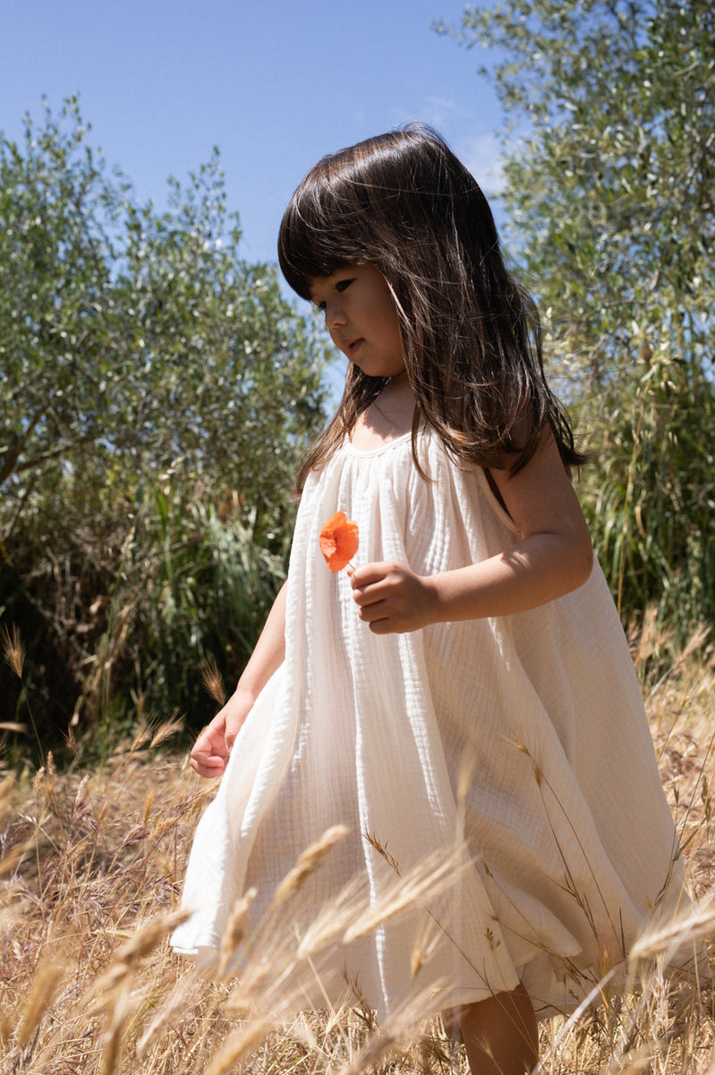 Muślinowa sukienka na ramiączkach Olive - Peach Dust