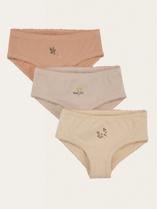 Zestaw trzech par bawełnianych majtek dla dziewczynki