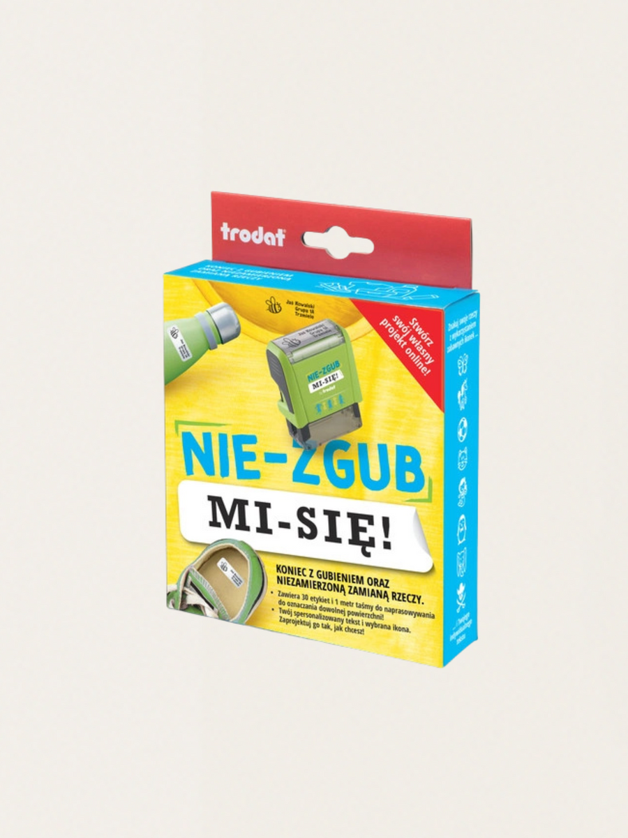 Stoffstempel mit Buchstaben und Zahlen – Nicht verlieren