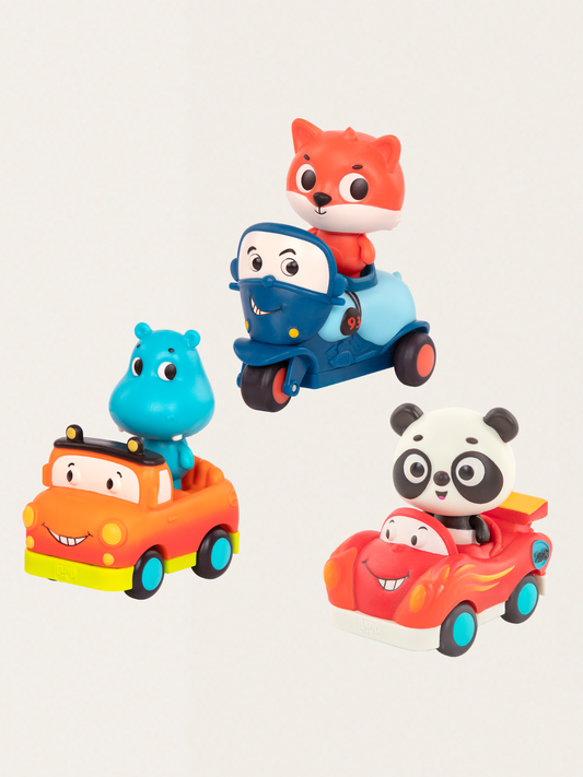 Zestaw 3 miękkich autek z pasażerami