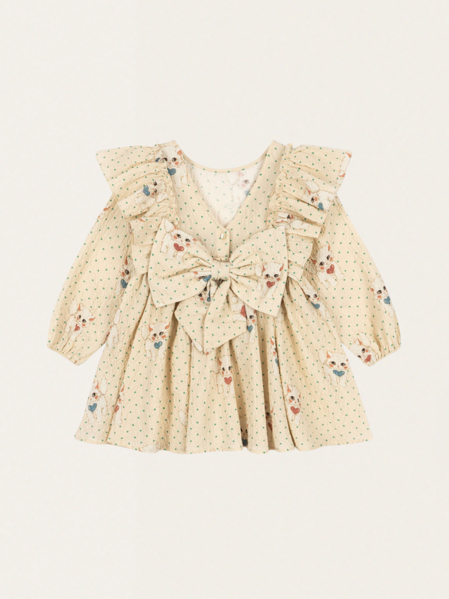 Efektowna bawełniana sukienka z kokardą Elin