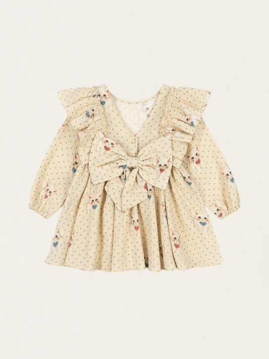 Efektowna bawełniana sukienka z kokardą Elin