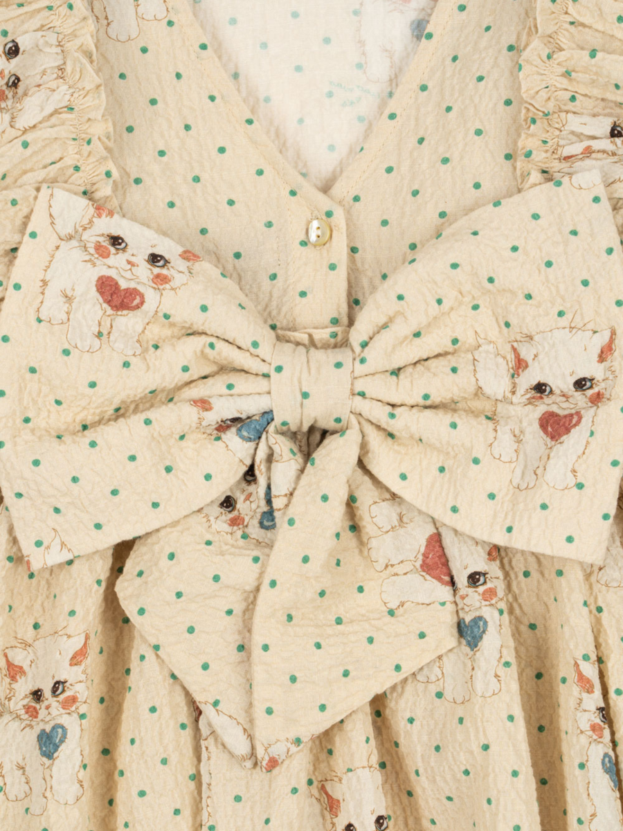 Efektowna bawełniana sukienka z kokardą Elin