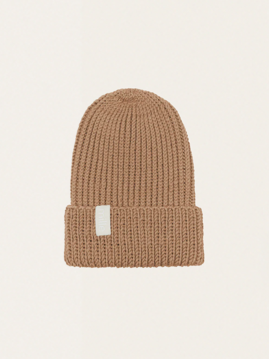 Toffee chunky merino wool hat