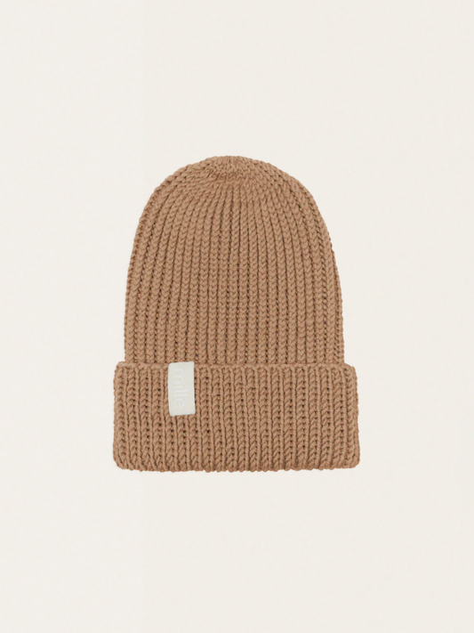 Toffee chunky merino wool hat