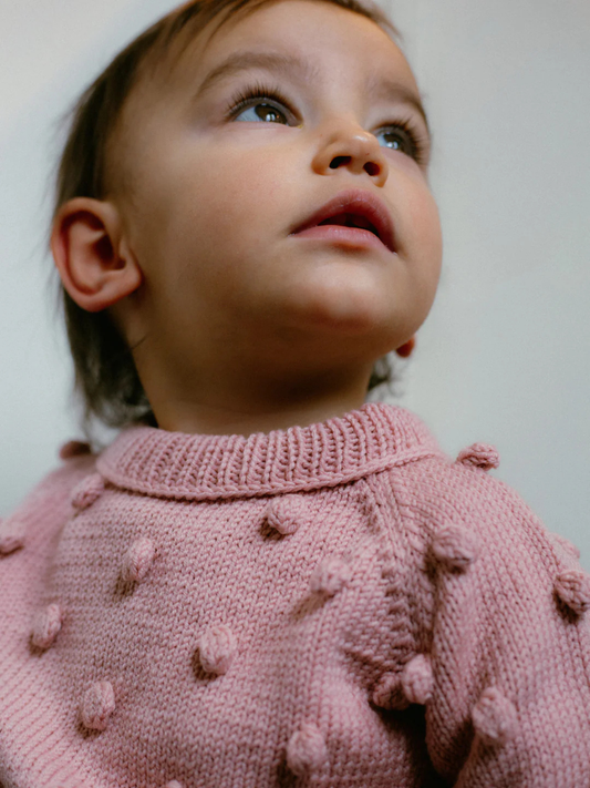 Popcorn Soft Pink Merino Wool Sweater