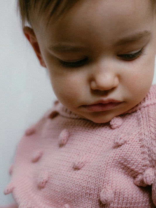 Popcorn Soft Pink Merino Wool Sweater