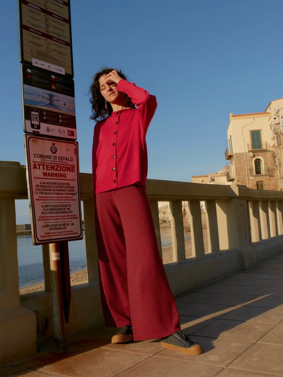 Szerokie spodnie 'Everyday' Adult Raspberry Stripe