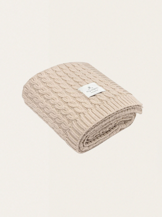 Ciepły kocyk z wełny merino My Memi - premium collection Warm Beige