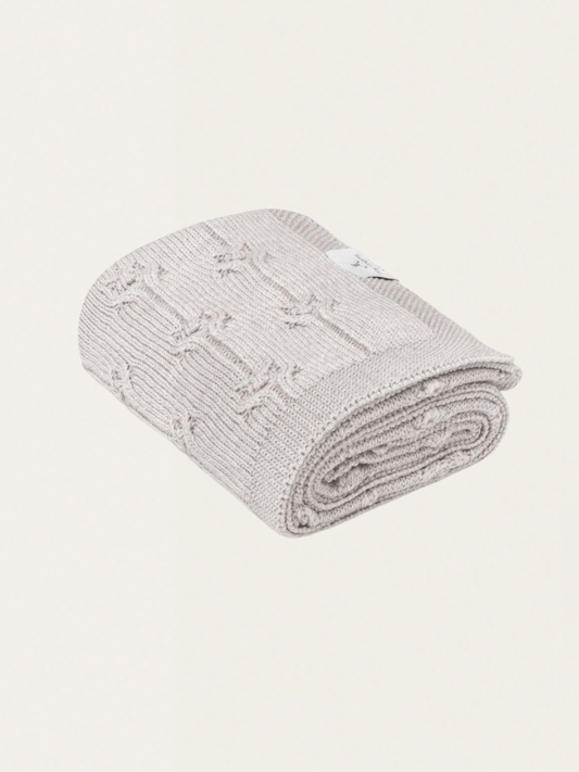 Kocyk Floral z wełny merino My Memi - premium collection Light Grey