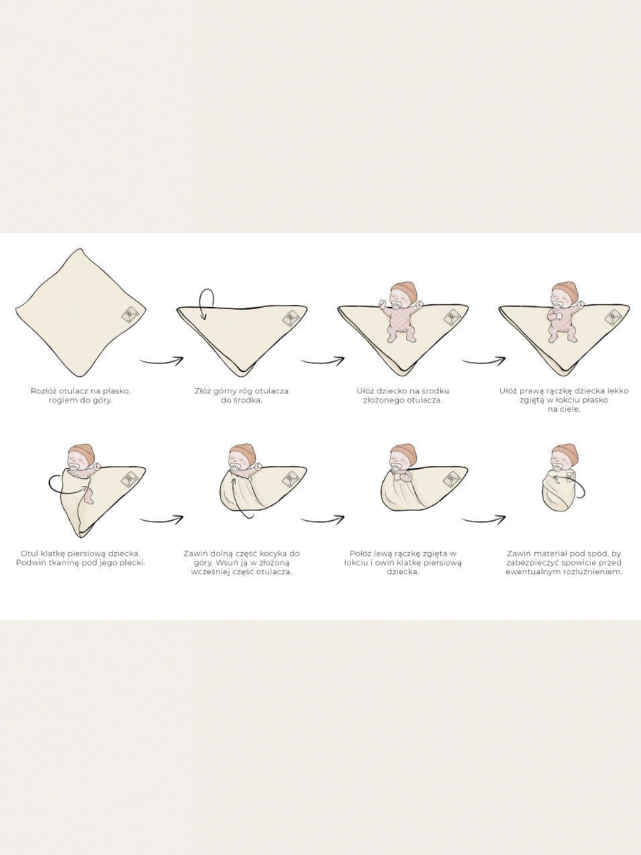 Otulacz z wełny merino Leaves My Memi - premium collection Light Grey