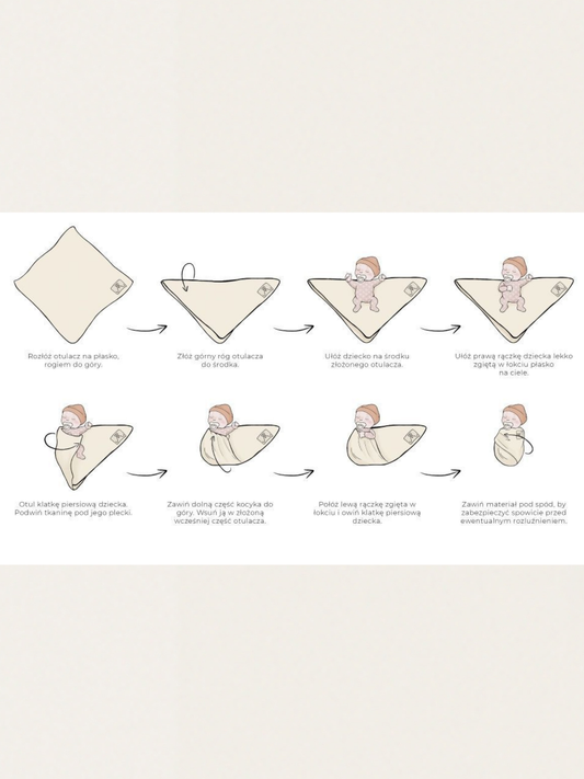 Otulacz z wełny merino Leaves My Memi - premium collection Light Grey