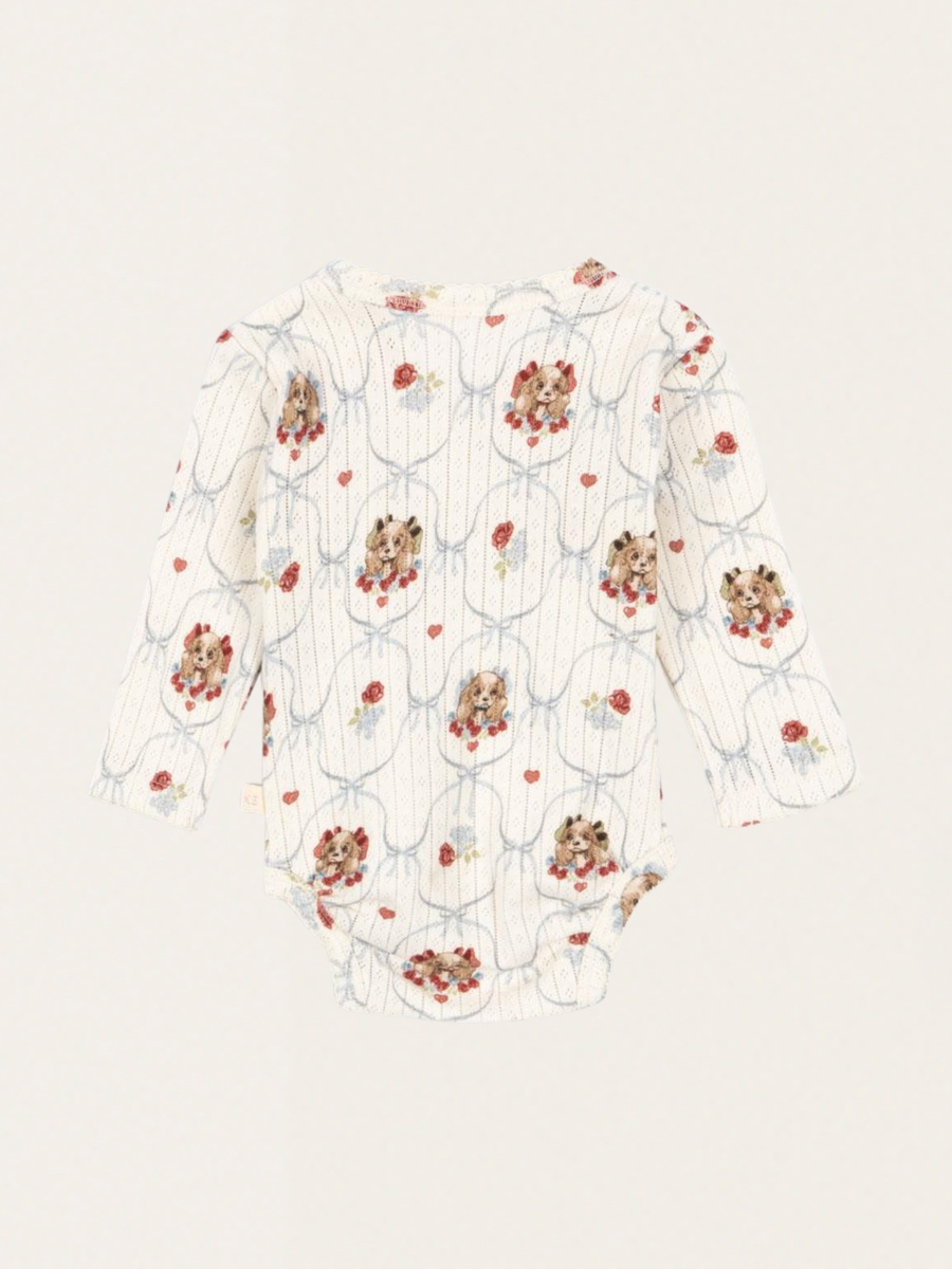 Bawełniane body kopertowe z długim rękawem Minnie Puppy