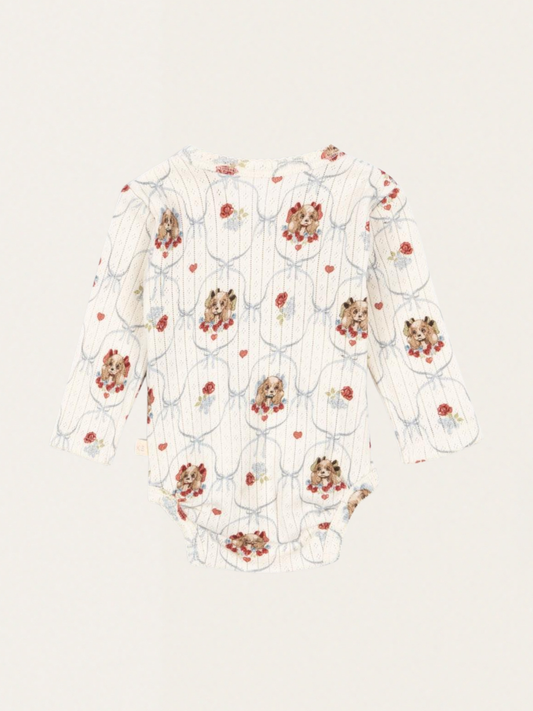 Bawełniane body kopertowe z długim rękawem Minnie Puppy