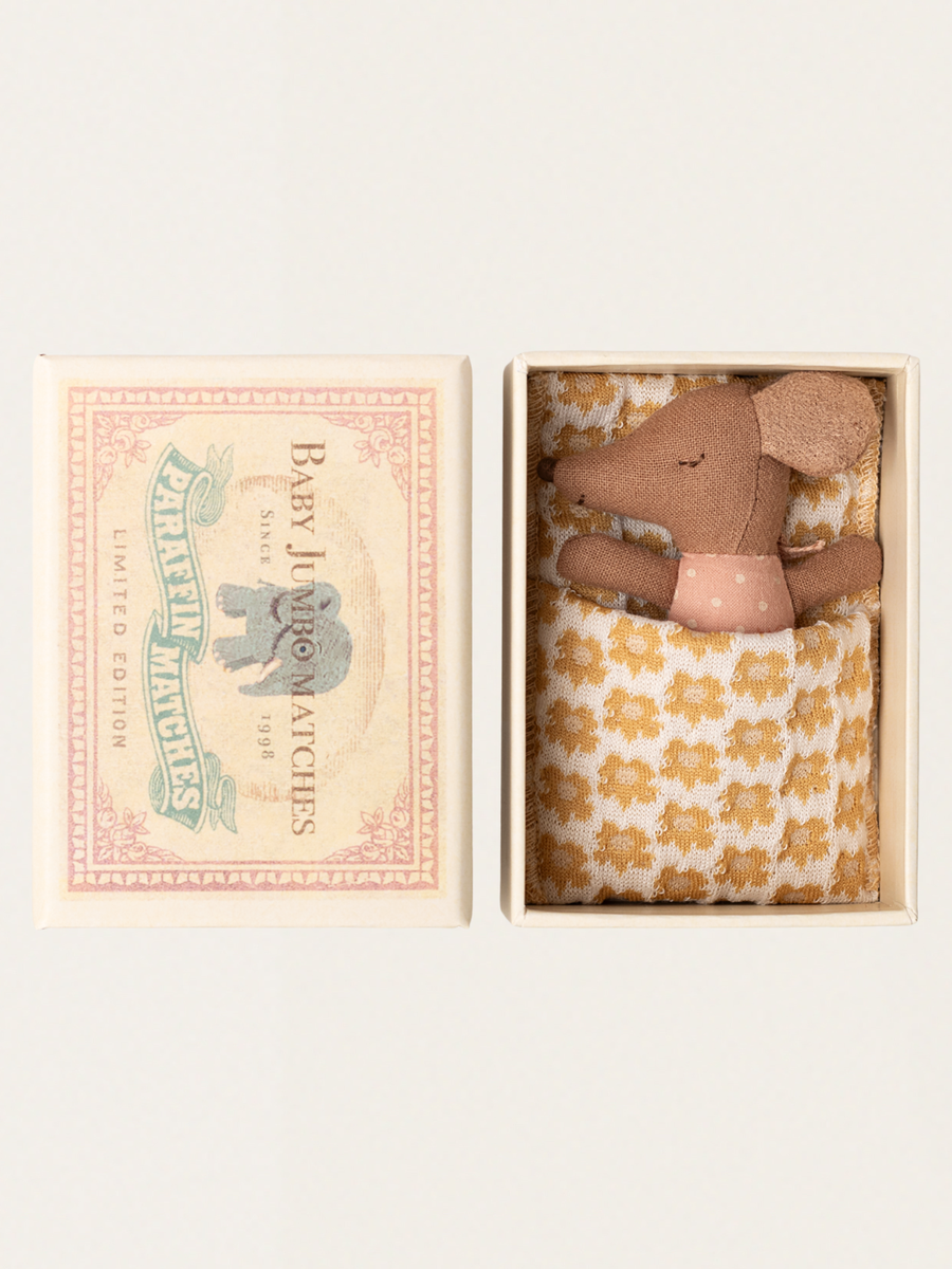 Myszka sleepy - wakey Baby Mouse w pudełku po zapałkach Rose