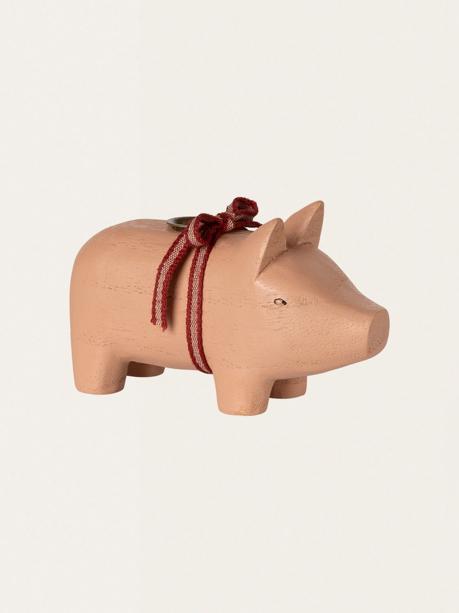 Świecznik bożonarodzeniowy - Pig candle holder Small Rose