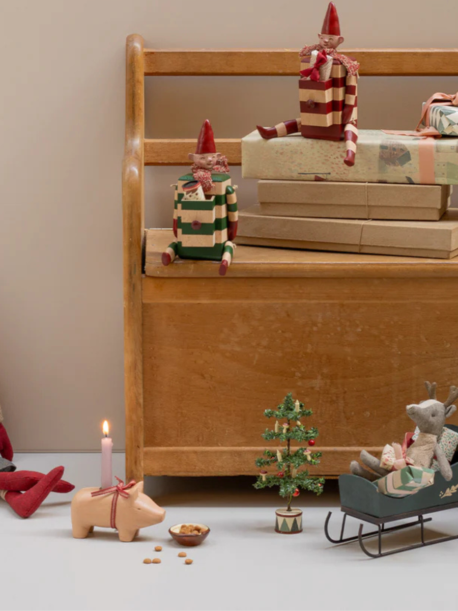 Świecznik bożonarodzeniowy - Pig candle holder Small Rose