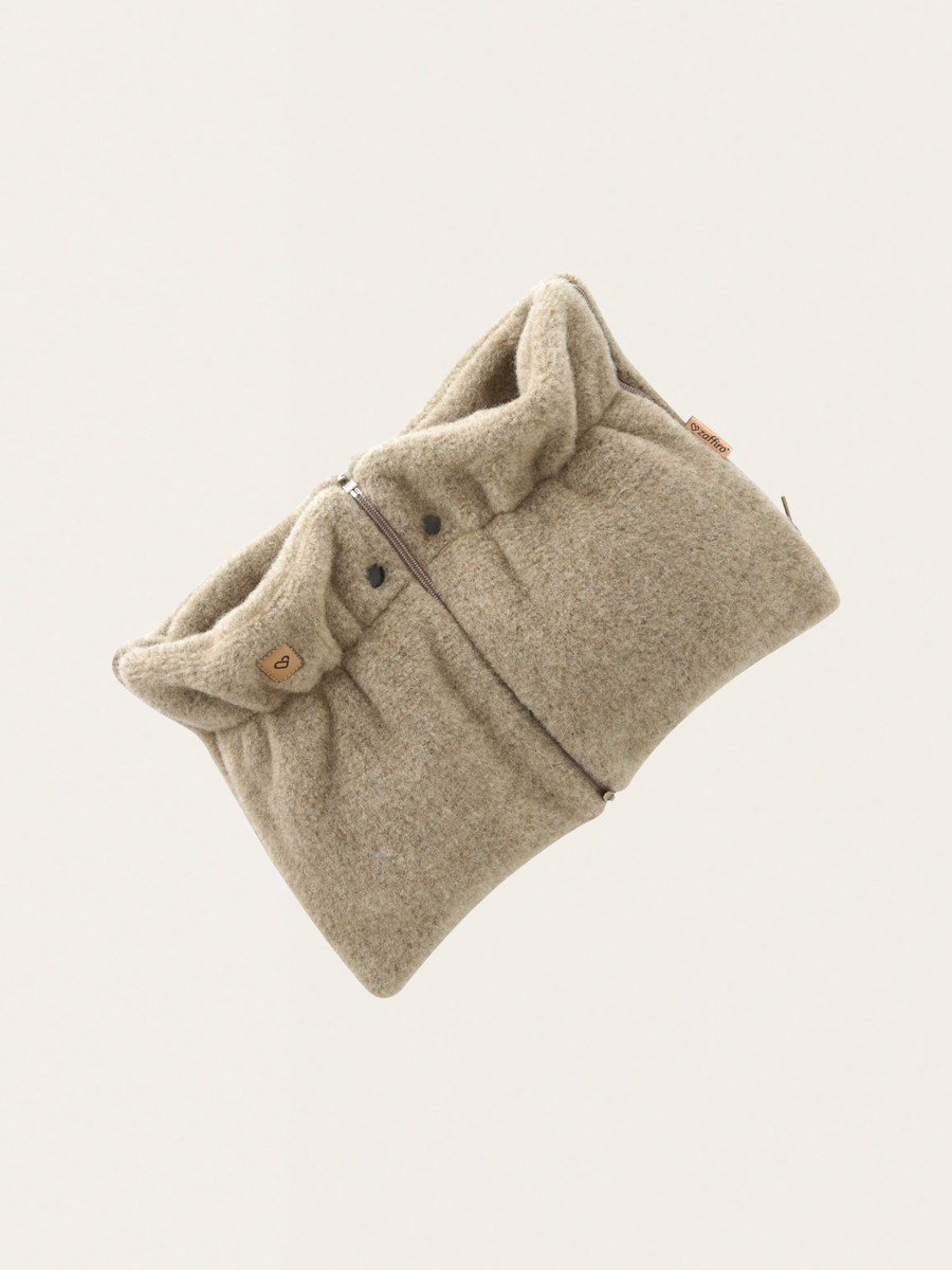 Dwuczęściowe mufki do wózka z ciepłej wełny premium Sierra Beige