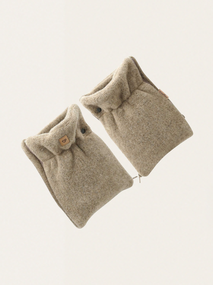 Dwuczęściowe mufki do wózka z ciepłej wełny premium Sierra Beige
