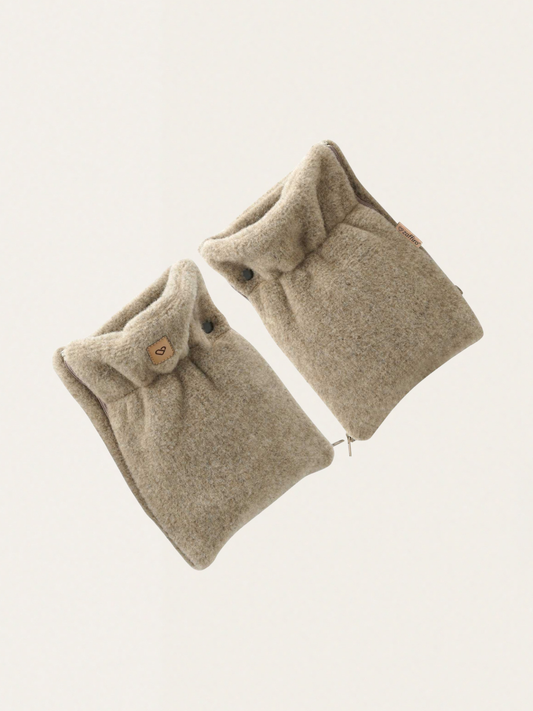 Dwuczęściowe mufki do wózka z ciepłej wełny premium Sierra Beige