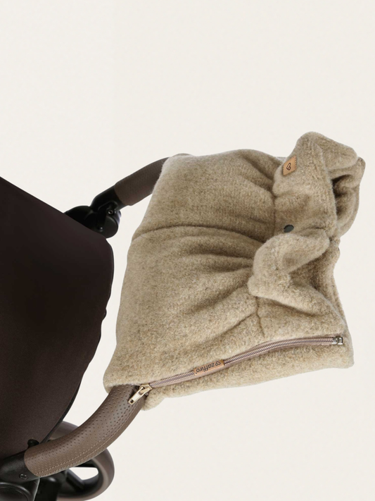 Dwuczęściowe mufki do wózka z ciepłej wełny premium Sierra Beige