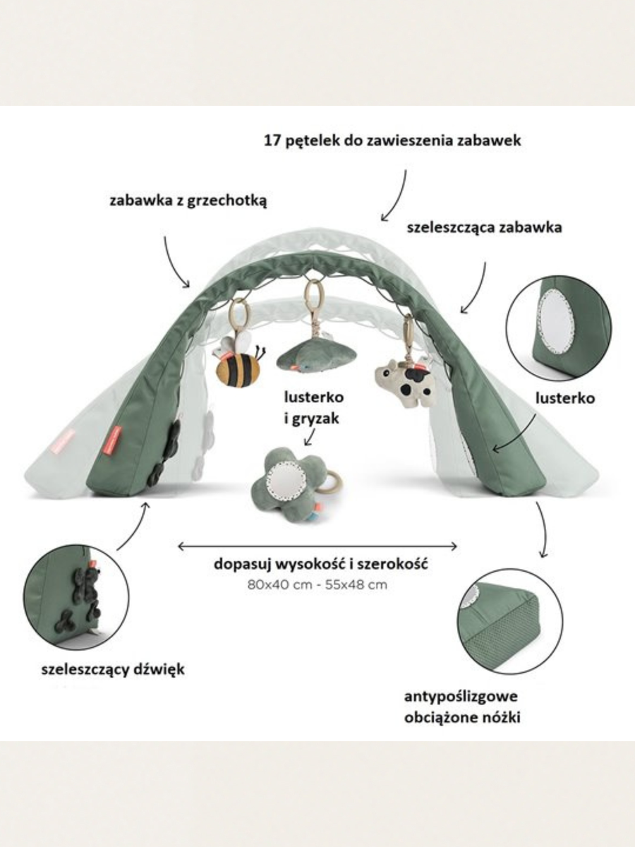 Pałąk edukacyjny z zawieszkami Tiny Farm Green