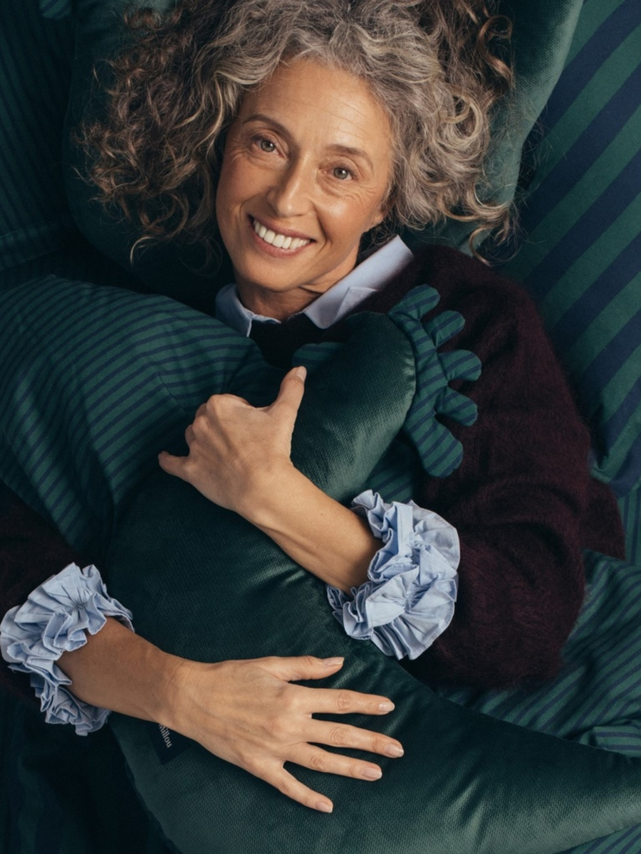 Poduszka do karmienia Kura Babci Dany Velvet Stripes Green