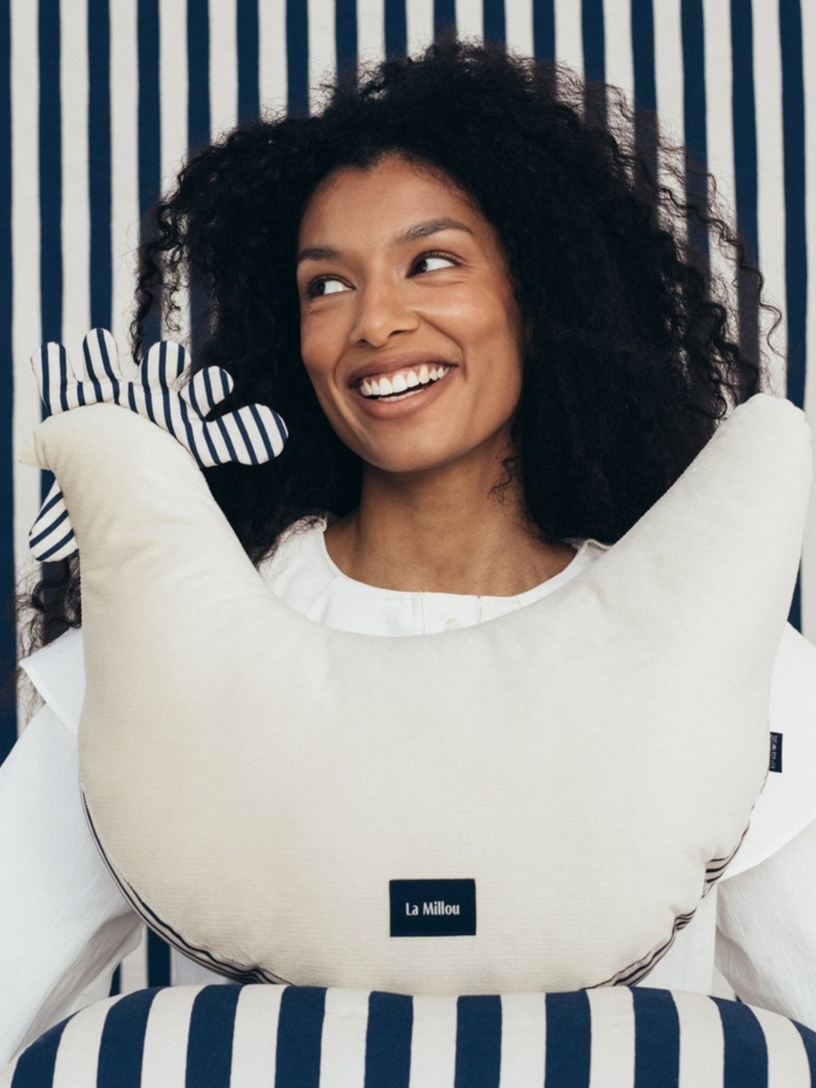 Poduszka do karmienia Kura Babci Dany Velvet Stripes Navy